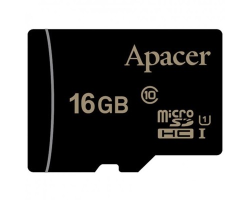 Память SD Card microSDHC 16GB Apacer Memory Card AP16GMCSH10U1-R UHS-I U1 Class 10, Adapter, Retail