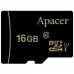 Память SD Card microSDHC 16GB Apacer Memory Card AP16GMCSH10U1-R UHS-I U1 Class 10, Adapter, Retail