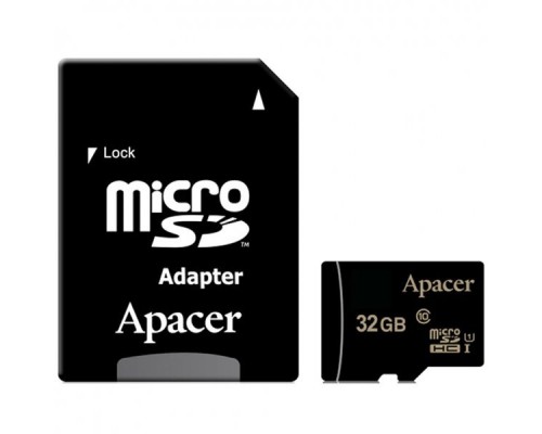 Память SD Card microSDHC 32GB Apacer Memory Card AP32GMCSH10U1-R UHS-I U1 Class 10, Adapter, Retail