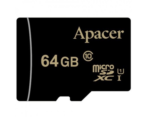 Карта памяти microSDHC 64GB Apacer Memory Card AP64GMCSX10U1-R UHS-I U1 Class 10, Adapter, (898883) Retail