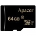 Карта памяти microSDHC 64GB Apacer Memory Card AP64GMCSX10U1-R UHS-I U1 Class 10, Adapter, (898883) Retail