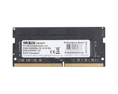 Память DDR4 8Gb 2400MHz AMD R748G2400S2S-UO OEM PC4-19200 CL16 SO-DIMM 260-pin 1.2В