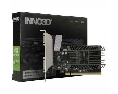 Видеокарта 1Gb PCI-E Inno3D GT 710 N710-1SDV-D3BX GFGT710, SDDR3, 64 bit, HDCP, VGA, DVI, HDMI, Retail