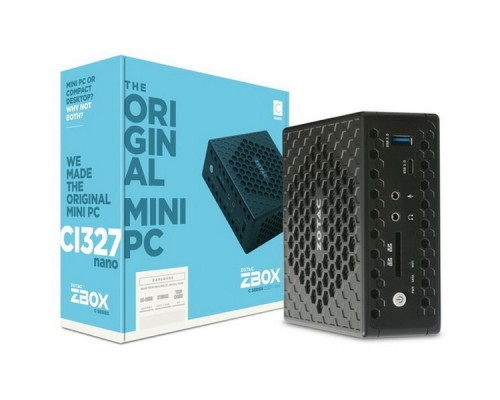 Платформа Zotac ZBOX-CI327NANO-BE, Intel N3450, FanLess, DDR3L-1600, SATAIII, Dual GLan, WIFI, BT, DP/HDMI,VGA EU+UK PLUG, RTL