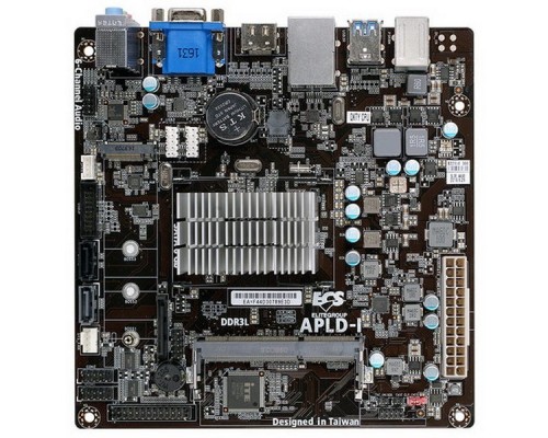 Материнская плата ECS APLD-I (ATX) J3455, Intel® Quad-Core Celeron®J3455 (2.3 GHz), 1xDDR3-1600 SO-DIMM, HDMI+DP, 2xSATA3, 1xM.2, 6 Ch Audio, GLan, (2+4)xUSB2.0, (2+2)xUSB3.0, 2xPS/2, Mini-ITX,