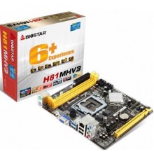 Материнская плата H81MHV3, Socket 1150, Intel H81, 2xDDR3-1600, D-SUB+HDMI, 1xPCI-Ex16, 1xPCI-Ex1, 2xSATA3, 2xSATA2, 6 Ch Audio, GLan, (2+0)xUSB3.0, (4+2)xUSB2.0, 2xPS/2, mATX, RTL                                                                      