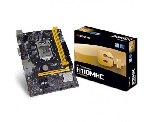 Материнская плата Biostar H110MHC, Socket 1151, Intel®H110, 2xDDR4-2133, D-SUB+HDMI, 1xPCI-Ex16, 2xPCI-Ex1, 4xSATA3, 8 Ch Audio, GLan, (2+4)xUSB2.0, (2+2)xUSB3.0, 2xPS/2, mATX, RTL,