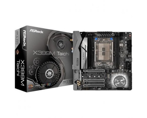 Материнская плата ASROCK X399M TAICHI, Socket TR4, AMD X399, 4xDDR4-2667, 3xPCI-Ex16, 1xPCI-Ex1, 8xSATA3(RAID 0/1/5/10), 3xM.2, 1xU.2, 8 Ch Audio, 2xGLan, WiFi 802.11ac, (0+4)xUSB2.0, (9+4)xUSB3.1, 1xUSB3.1, 1xPS/2, mATX, RTL,