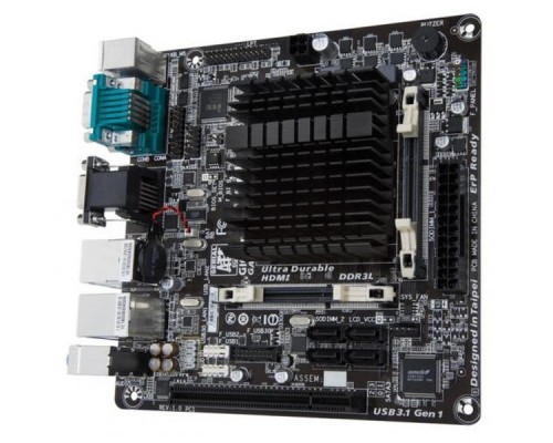 Материнская плата GIGABYTE GA-J3455N-D3H, Intel® Quad-Core Celeron®J3455 (2.3 GHz), 2xDDR3-1600 SO-DIMM, D-SUB+HDMI, 1xPCI, 1xMiniPCI-Ex1, 4xSATA3, 8 Ch Audio, 2xGLan, (2+4)xUSB2.0, (2+2)xUSB3.1, 2xCOM, 2xPS/2, Mini-ITX, OEM