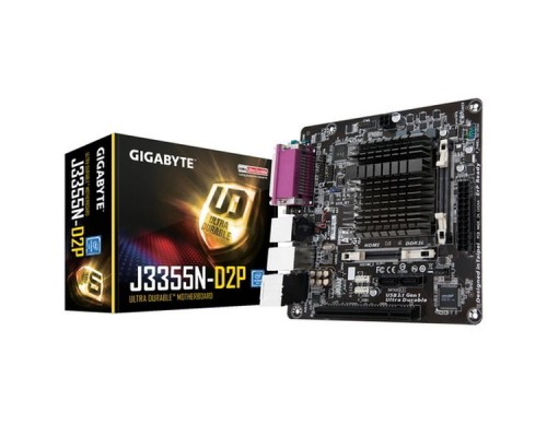 Материнская плата GIGABYTE GA-J3355N-D2P, Intel® Dual-Core Celeron®J3355 (2.5 GHz), 2xDDR3-1600 SO-DIMM, D-SUB+HDMI, 1xPCI, 2xSATA3, 8 Ch Audio, GLan, (0+4)xUSB2.0, (4+0)xUSB3.1, COM, LPT, Mini-ITX, RTL