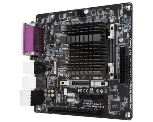 Материнская плата GIGABYTE GA-J3355N-D2P, Intel® Dual-Core Celeron®J3355 (2.5 GHz), 2xDDR3-1600 SO-DIMM, D-SUB+HDMI, 1xPCI, 2xSATA3, 8 Ch Audio, GLan, (0+4)xUSB2.0, (4+0)xUSB3.1, COM, LPT, Mini-ITX, RTL