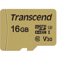 Карта памяти MicroSDHC 16Gb Transcend TS16GUSD500S MLC Class10 UHS-I U3 V30 R90 W60 + Adapter                                                                                                                                                             