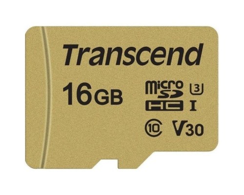 Карта памяти MicroSDHC 16Gb Transcend TS16GUSD500S MLC Class10 UHS-I U3 V30 R90 W60 + Adapter