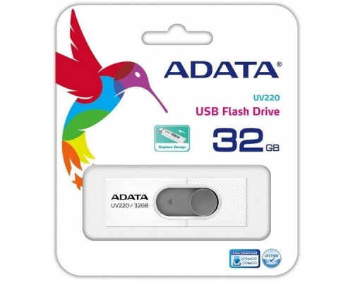 Флеш накопитель 32GB A-DATA UV220, USB 2.0, белый/серый