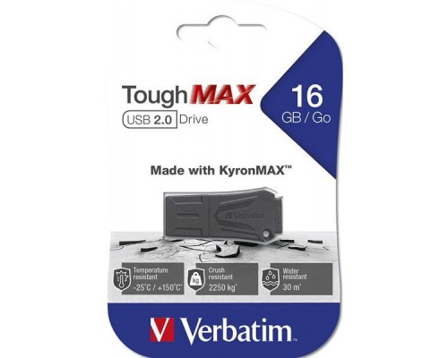 Флеш накопитель 16GB Verbatim ToughMAX, USB 2.0, Черный