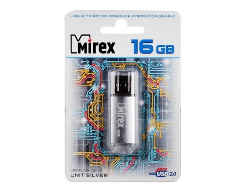 Флеш накопитель 16GB Mirex Unit, USB 2.0, Серебро