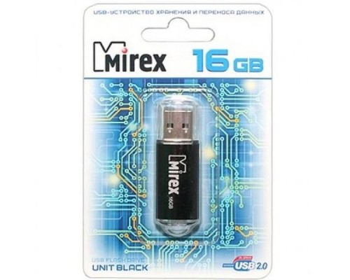 Флеш накопитель 16GB Mirex Unit, USB 2.0, Черный