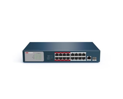 Коммутатор Hikvision DS-3E0318P-E/M 17x100Mb 1SFP 16PoE+ 135W неуправляемый