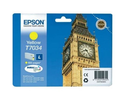 Картридж Epson T7034 для WP-4015/4095/4515/4595 yellow C13T70344010