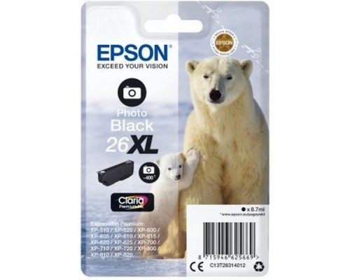 Картридж Epson T2631 C13T26314010/4012 26XL Black для Expression Premium XP-600/605/700/800