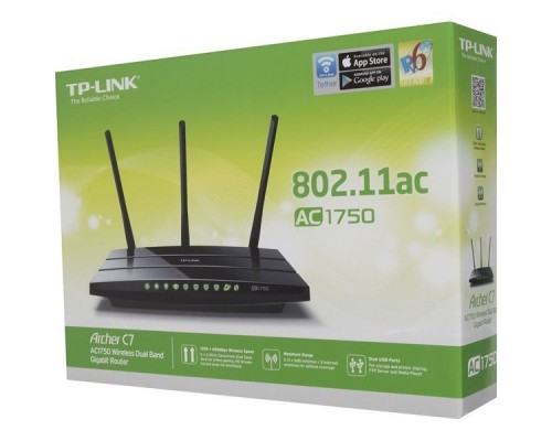 Маршрутизатор TP-Link Archer C7 Wireless Gigabit Router (4UTP 10/100/1000Mbps,1WAN,802.11b/g/n/ac)