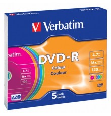 Диск DVD-R 4.7Gb 16x Verbatim (5 шт.) Slim 43557/43547                                                                                                                                                                                                    