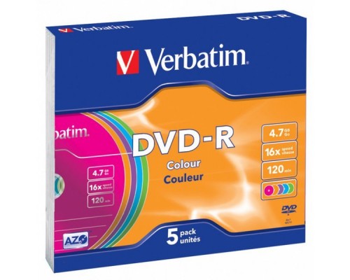 Диск DVD-R 4.7Gb 16x Verbatim (5 шт.) Slim 43557/43547