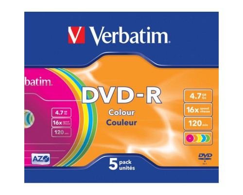 Диск DVD-R 4.7Gb 16x Verbatim (5 шт.) Slim 43557/43547