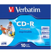 Диск CD-R 700Mb 52x Verbatim (10 шт.) Printable, Jewel 43325                                                                                                                                                                                              
