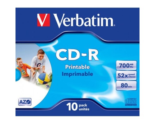 Диск CD-R 700Mb 52x Verbatim (10 шт.) Printable, Jewel 43325