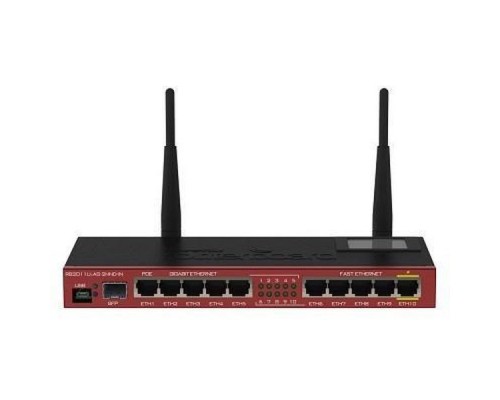 Точка доступа Wi-Fi RB2011UiAS-2HnD-IN Wi-Fi router. 802.11b/g/n 2.4GHz , 5x Ethernet 10/100 + 5x Ethernet 1000, USB, SFP cage, USB, PoE