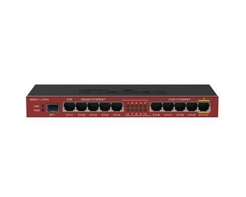 Маршрутизатор RB2011iLS-IN Router. Ethernet 5x 10/100 + 5x 1000 +SFP. PoE