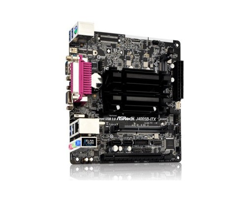 Материнская плата с ЦПУ J4005B-ITX, Intel® Dual-Core Celeron® J4005 (2.7 GHz), 2xDDR4-2400 SO-DIMM, D-SUB+HDMI, 1xPCI-Ex16, 2xSATA3, 8 Ch Audio, GLan, (1+4)xUSB2.0, (3+2)xUSB3.1, COM, LPT, 1xPS/2, Mini-ITX, RTL