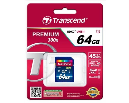 Карта памяти SD 64Gb Transcend SDXC TS64GSDU1 UHS-I U1 R60