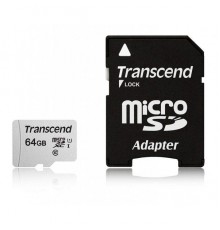Карта памяти MicroSDXC 64Gb Transcend TS64GUSD300S-A Class10 UHS-I U1 R90 + Adapter                                                                                                                                                                       