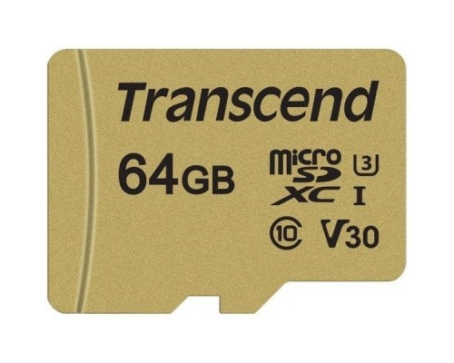 Карта памяти MicroSDXC 64Gb Transcend TS64GUSD500S MLC Class10 UHS-I U3 V30 R90 W60 + Adapter