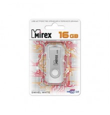 Флеш накопитель 16GB Mirex Swivel, USB 2.0, Белый                                                                                                                                                                                                         