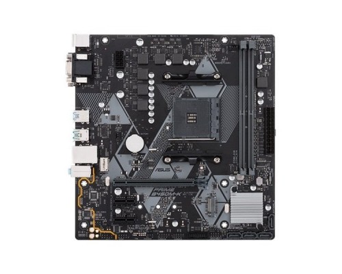 Мат. плата ASUS PRIME B450M-K AM4, AMD B450, 2*DDR4, 1xPCI-E x16, 2xPCI-E x1, SATA3, DVI,D-SUB, COM,GBLan, mATX, Retail