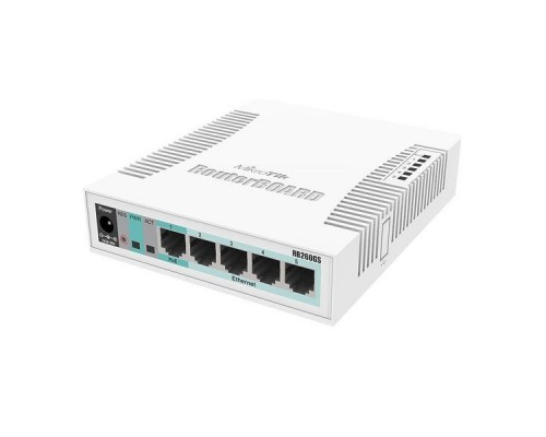 Коммутатор MikroTik CSS106-5G-1S RB260GS with 5 Gigabit ports and SFP cage, SwOS, plastic case, PSU