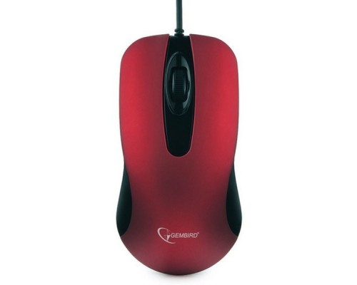 Мышь Gembird MOP-400-R, USB, красн, бесшум клик, 3кн, 1000DPI, soft-touch, каб 1.45м, блистер