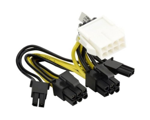 Кабель PCIe 8 pin male (black) to CPU 8 pin female (white) power adapter, 5cm, 18AWG, 1 cable per passive GPU