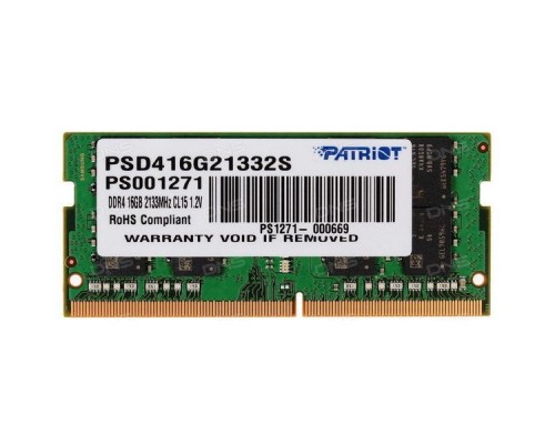 Модуль памяти Patriot SO-DIMM DDR4 16Gb 2133MHz Patriot PSD416G21332S RTL PC4-17000 CL15  260-pin 1.2В dual rank