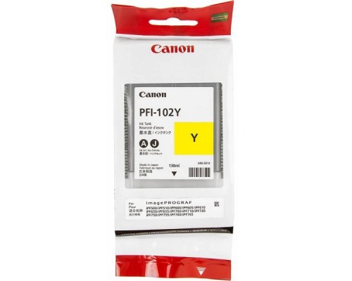 Картридж Canon PFI-102 Yellow для iPF500/600/700/710 130 мл