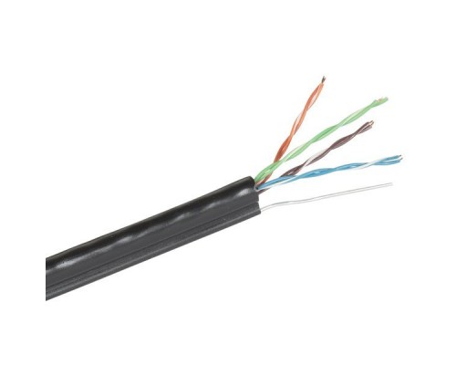 Кабель ExeGate UTP4-C5e-CU-S24-SW-OUT-PE-BK-305 UTP 4 пары кат.5e медь, 24AWG, внешн., с тросом, катушка 305м, черн., PE