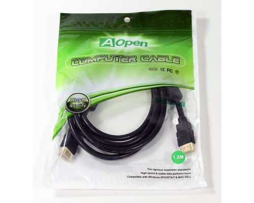 Кабель HDMI (19M -19M)  1.8м AOpen ACG511D-1.8м 2 фильтра ver1.4