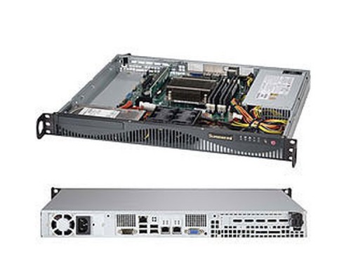 Платформа системного блока SYS-5018D-MF, X10SLL-F, 512F-350B  1U Rackmount  SC512F-350B  2 SATA3  4 SATA2