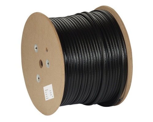 Кабель ExeGate FUTP4-C5e-CU-S24-SW-OUT-PE-BK-305 FTP 4 пары кат.5e медь, 24AWG, экран, внешн., с тросом, катушка 305м, черн., PE