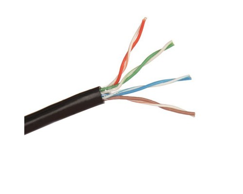 Кабель ExeGate UTP4-C5e-CU-S24-OUT-PE-BK-305 UTP 4 пары кат.5e медь, 24AWG, внешн., без троса, бухта 305м, черн., PE