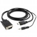 Кабель HDMI-VGA Cablexpert A-HDMI-VGA-03-6, 19M/15M + 3.5Jack, 1.8м, черный, позол.разъемы, пакет