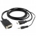 Кабель HDMI-VGA Cablexpert A-HDMI-VGA-03-5M, 19M/15M + 3.5Jack, 5м, черный, позол.разъемы, пакет